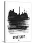 Stuttgart Skyline Brush Stroke - Black-NaxArt-Stretched Canvas