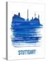 Stuttgart Skyline Brush Stroke - Blue-NaxArt-Stretched Canvas