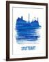 Stuttgart Skyline Brush Stroke - Blue-NaxArt-Framed Art Print