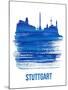 Stuttgart Skyline Brush Stroke - Blue-NaxArt-Mounted Art Print