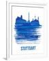 Stuttgart Skyline Brush Stroke - Blue-NaxArt-Framed Art Print