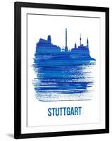 Stuttgart Skyline Brush Stroke - Blue-NaxArt-Framed Art Print