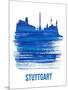 Stuttgart Skyline Brush Stroke - Blue-NaxArt-Mounted Art Print