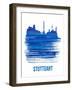 Stuttgart Skyline Brush Stroke - Blue-NaxArt-Framed Art Print