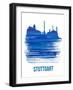 Stuttgart Skyline Brush Stroke - Blue-NaxArt-Framed Art Print