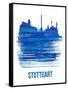 Stuttgart Skyline Brush Stroke - Blue-NaxArt-Framed Stretched Canvas