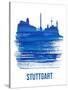 Stuttgart Skyline Brush Stroke - Blue-NaxArt-Stretched Canvas