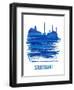 Stuttgart Skyline Brush Stroke - Blue-NaxArt-Framed Art Print