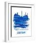 Stuttgart Skyline Brush Stroke - Blue-NaxArt-Framed Art Print