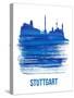 Stuttgart Skyline Brush Stroke - Blue-NaxArt-Stretched Canvas