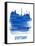 Stuttgart Skyline Brush Stroke - Blue-NaxArt-Framed Stretched Canvas