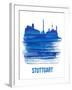 Stuttgart Skyline Brush Stroke - Blue-NaxArt-Framed Art Print