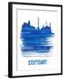 Stuttgart Skyline Brush Stroke - Blue-NaxArt-Framed Art Print