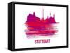 Stuttgart Skyline Brush Stroke - Red-NaxArt-Framed Stretched Canvas