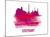 Stuttgart Skyline Brush Stroke - Red-NaxArt-Mounted Art Print
