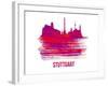 Stuttgart Skyline Brush Stroke - Red-NaxArt-Framed Art Print