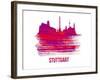 Stuttgart Skyline Brush Stroke - Red-NaxArt-Framed Art Print