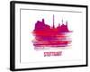 Stuttgart Skyline Brush Stroke - Red-NaxArt-Framed Art Print