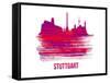 Stuttgart Skyline Brush Stroke - Red-NaxArt-Framed Stretched Canvas