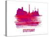 Stuttgart Skyline Brush Stroke - Red-NaxArt-Stretched Canvas