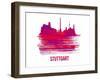 Stuttgart Skyline Brush Stroke - Red-NaxArt-Framed Art Print