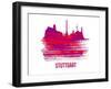 Stuttgart Skyline Brush Stroke - Red-NaxArt-Framed Art Print