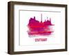 Stuttgart Skyline Brush Stroke - Red-NaxArt-Framed Art Print