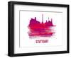 Stuttgart Skyline Brush Stroke - Red-NaxArt-Framed Art Print