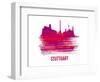 Stuttgart Skyline Brush Stroke - Red-NaxArt-Framed Art Print