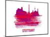 Stuttgart Skyline Brush Stroke - Red-NaxArt-Mounted Art Print