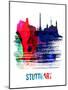 Stuttgart Skyline Brush Stroke - Watercolor-NaxArt-Mounted Art Print