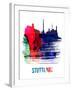 Stuttgart Skyline Brush Stroke - Watercolor-NaxArt-Framed Art Print