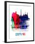 Stuttgart Skyline Brush Stroke - Watercolor-NaxArt-Framed Art Print