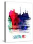 Stuttgart Skyline Brush Stroke - Watercolor-NaxArt-Stretched Canvas