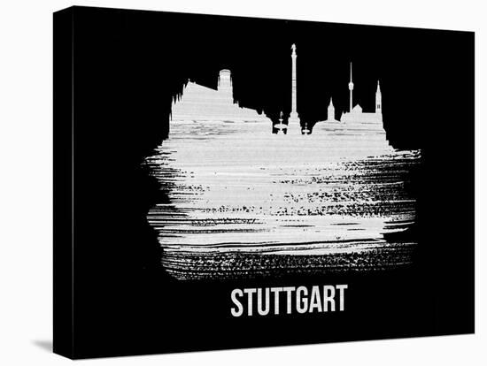 Stuttgart Skyline Brush Stroke - White-NaxArt-Stretched Canvas