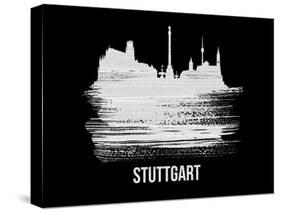 Stuttgart Skyline Brush Stroke - White-NaxArt-Stretched Canvas