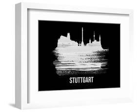 Stuttgart Skyline Brush Stroke - White-NaxArt-Framed Art Print