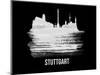 Stuttgart Skyline Brush Stroke - White-NaxArt-Mounted Art Print