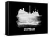 Stuttgart Skyline Brush Stroke - White-NaxArt-Framed Stretched Canvas