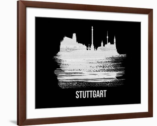 Stuttgart Skyline Brush Stroke - White-NaxArt-Framed Art Print