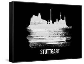 Stuttgart Skyline Brush Stroke - White-NaxArt-Framed Stretched Canvas