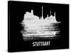 Stuttgart Skyline Brush Stroke - White-NaxArt-Stretched Canvas