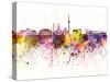 Stuttgart Skyline in Watercolor Background-paulrommer-Stretched Canvas