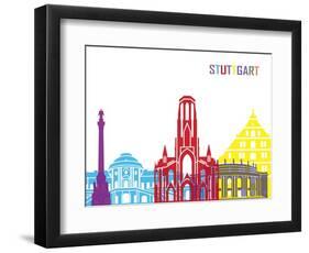 Stuttgart Skyline Pop-paulrommer-Framed Art Print