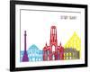 Stuttgart Skyline Pop-paulrommer-Framed Art Print