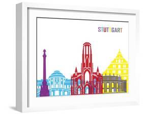 Stuttgart Skyline Pop-paulrommer-Framed Art Print