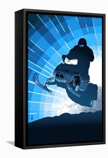 Styalized Snowmobile-Lantern Press-Framed Stretched Canvas