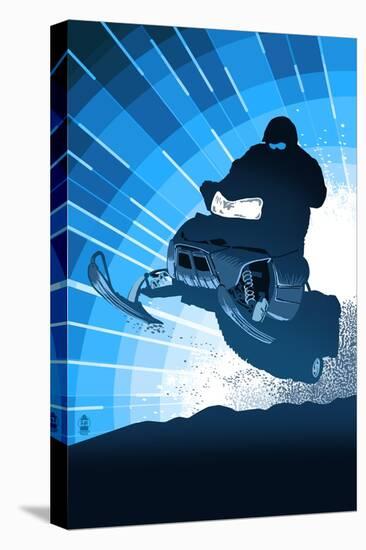 Styalized Snowmobile-Lantern Press-Stretched Canvas