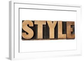 Style - Isolated Word in Vintage Letterpress Wood Type-PixelsAway-Framed Art Print