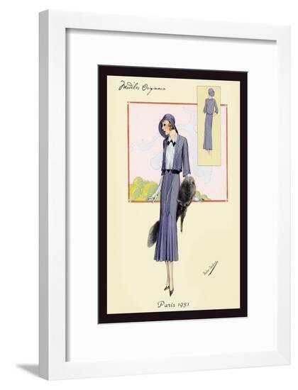Stylish Blue Suit with Stole--Framed Art Print